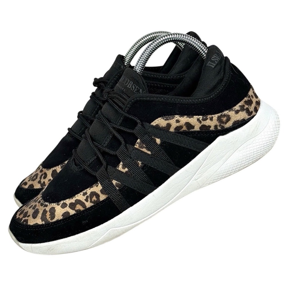 ILSE JACOBSEN Black Leopard Knit Sneaker Shoes EU 39 US 8.5-9 Amber4010 - Picture 2 of 13